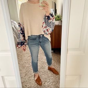 Altar’d State Thermal Waffle Dolman Patchwork Top